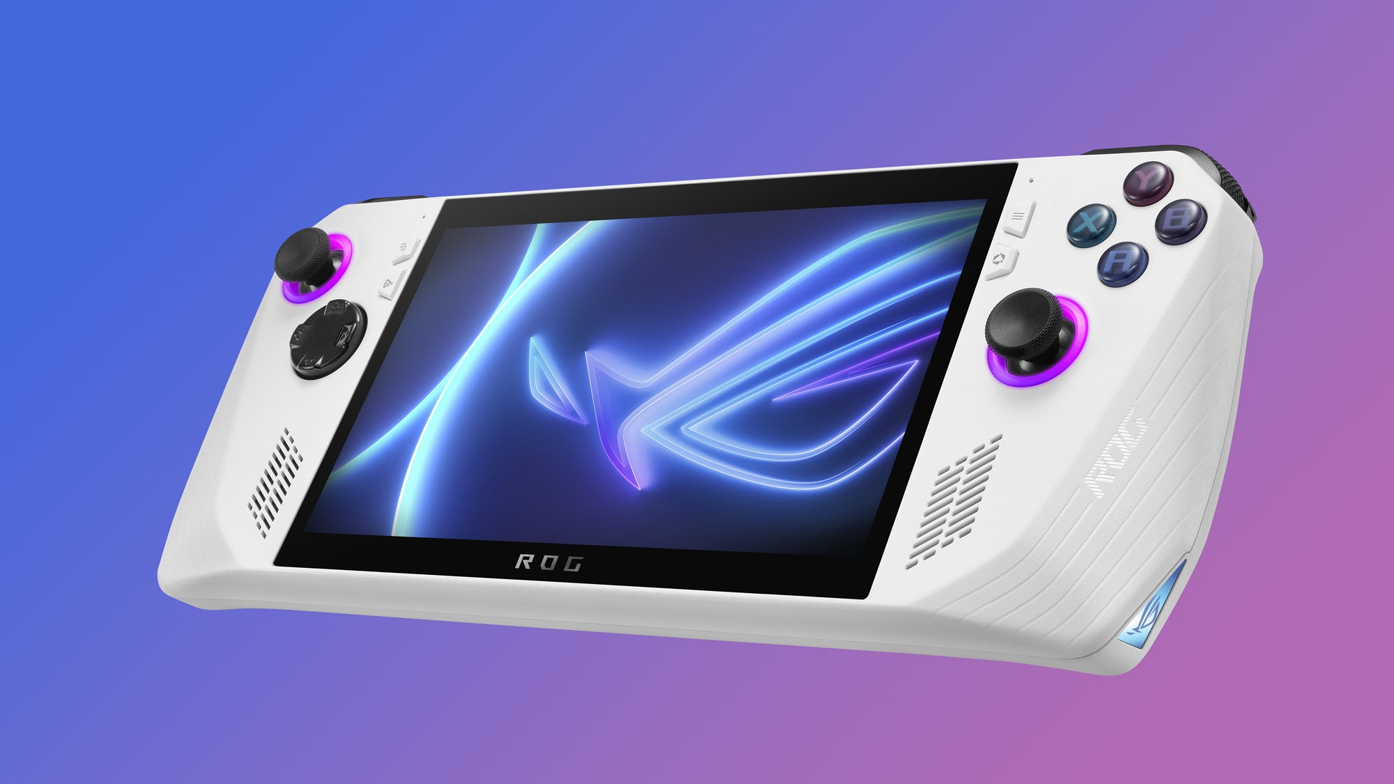rog ally with coloured gradient from digital foundry news coverage of the handheld