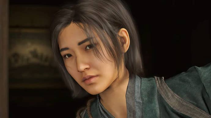 Naoe the Shinobi looks through a door in Assassin’s Creed Shadows