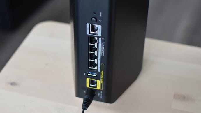 The rear ports on the Netgear Nighthawk RS700 Wi-Fi 7 router.