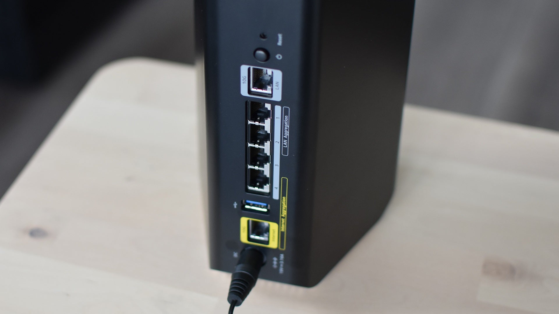 The rear ports on the Netgear Nighthawk RS700 Wi-Fi 7 router. - 3