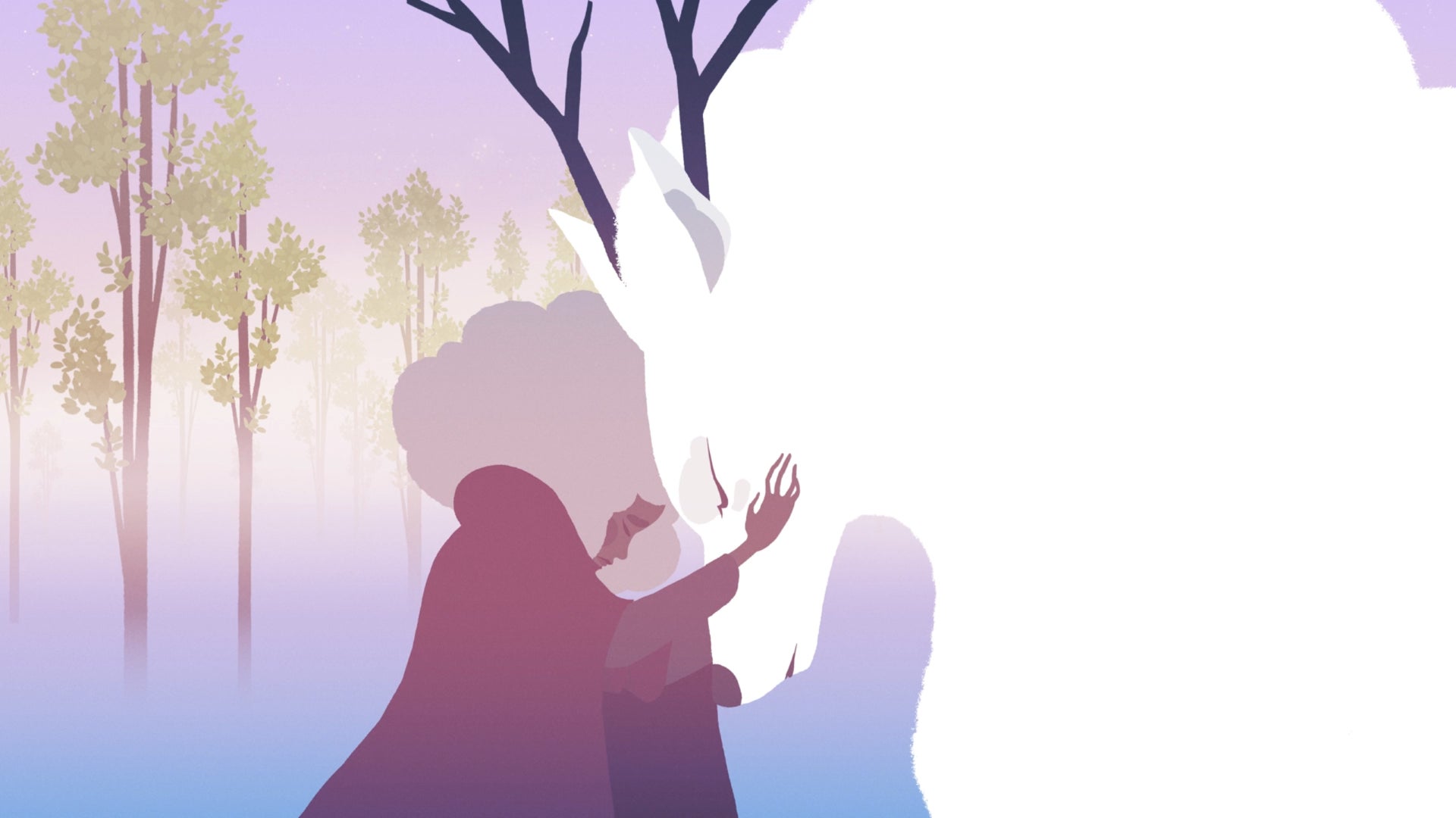 In a scene from Neva, Alba holds her head to an unnamed adult wolf. - 1