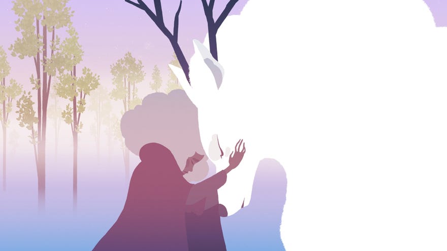 In a scene from Neva, Alba holds her head to an unnamed adult wolf.