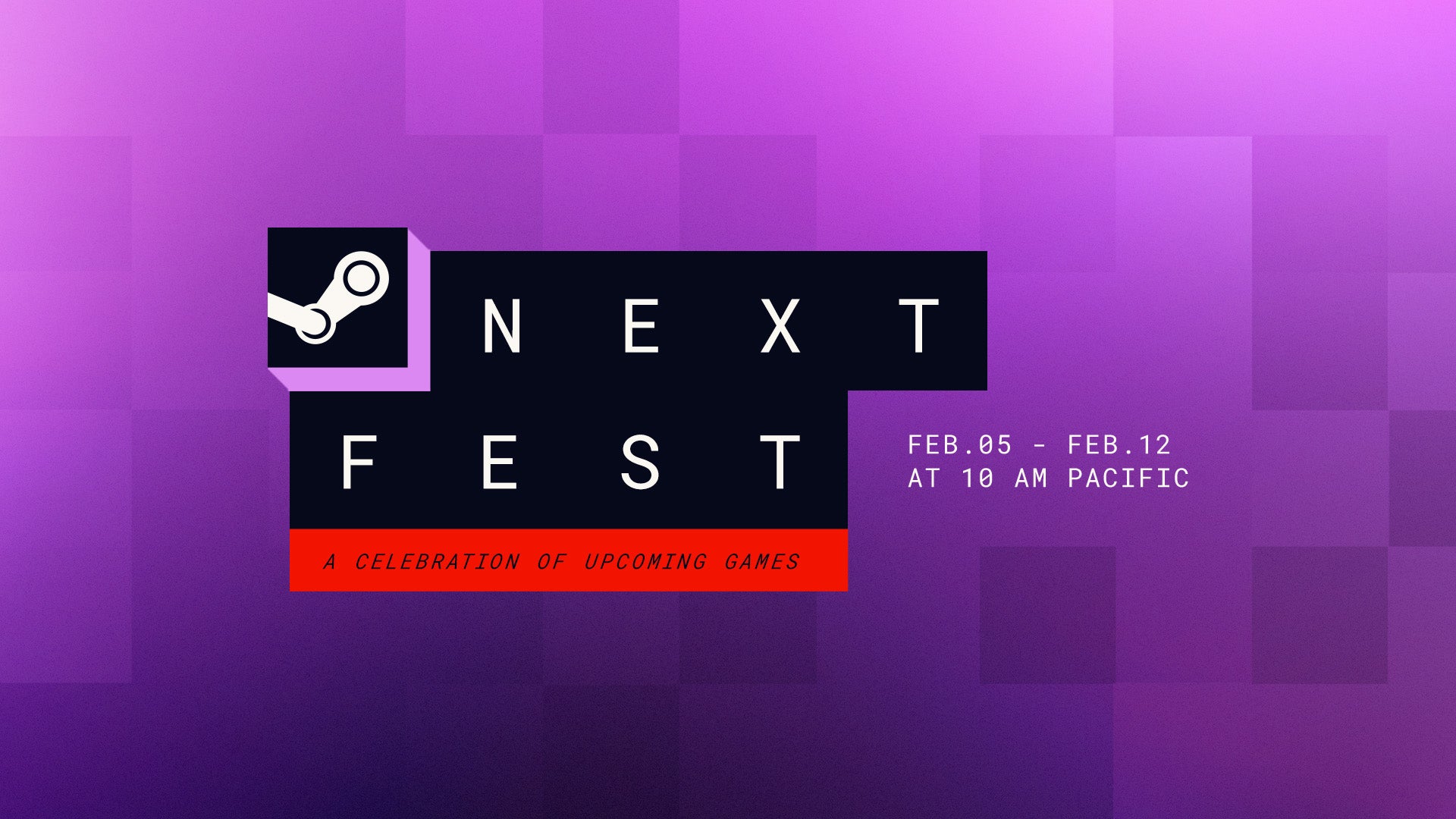The Steam Next Fest logo for February 2024, set against a purple background - 17
