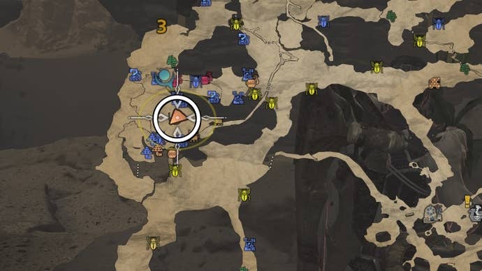 Map view of a Nightflower Pollen location in Monster Hunter Wilds.
