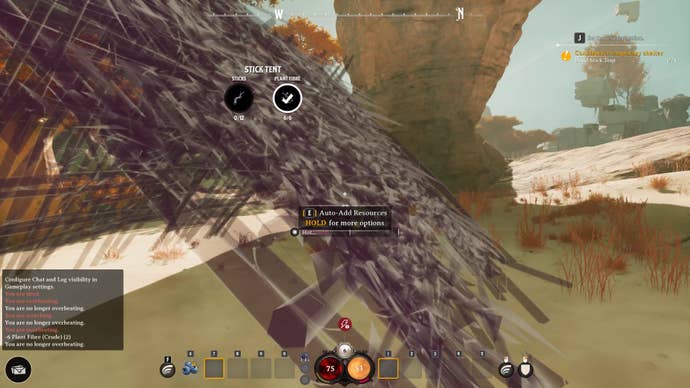 A player places a wooden tent in Nightingale