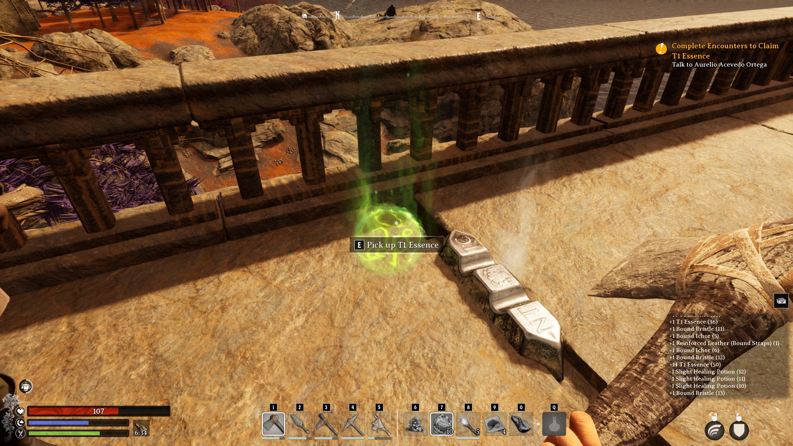 A glob of T1 Essence at the top of a Fae Tower in Nightingale.