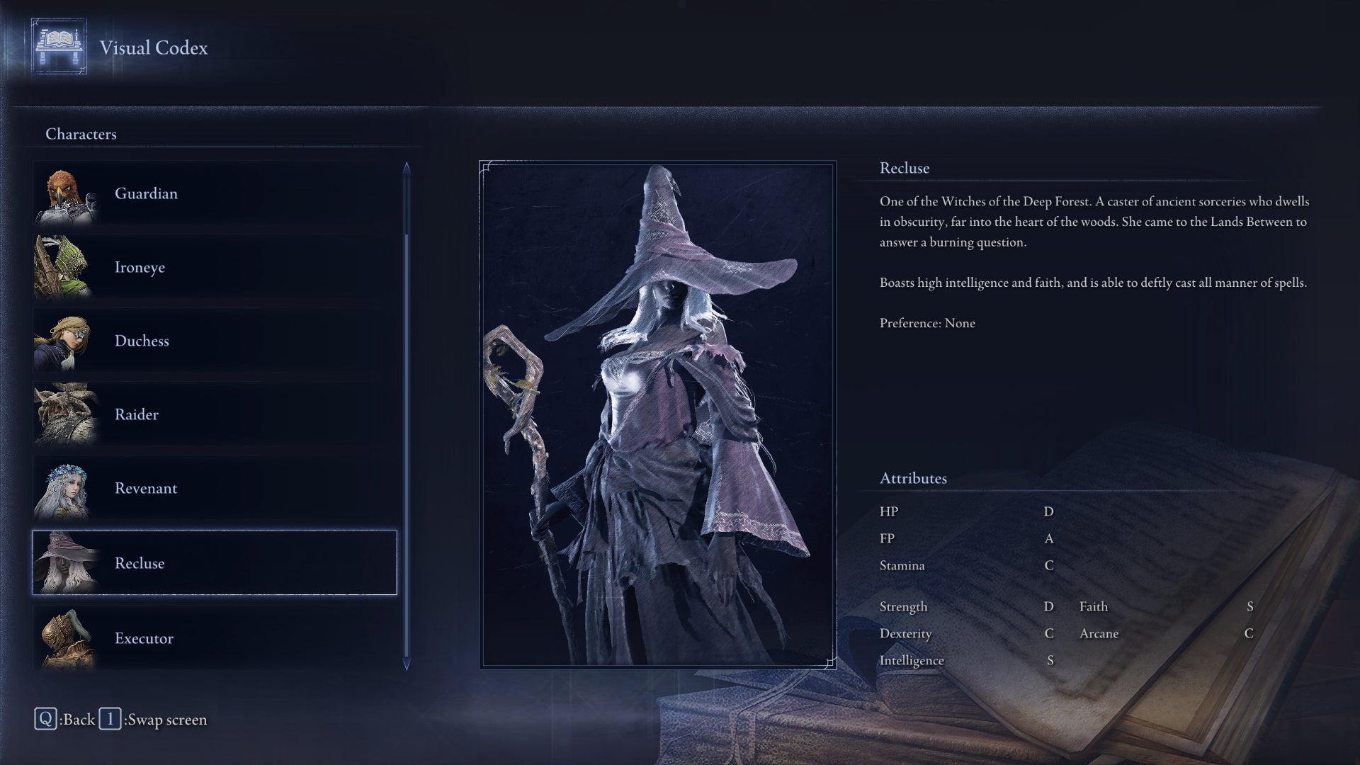 The Visual Codex entry for the Recluse is shown in Elden Ring: Nightreign - 4