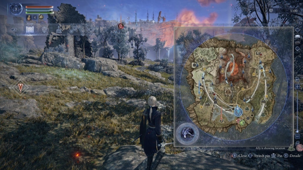 The Duchess looks at their map of Limveld which currently has the Shifting Earth: The Crater event active in Elden Ring: Nightreign - 3