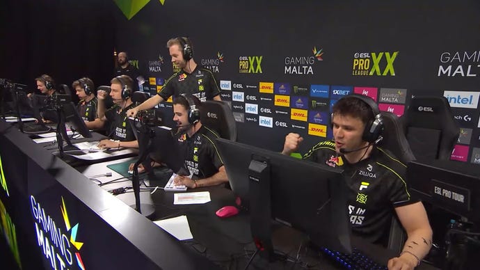 Pro Counter-Strike 2 team Ninjas in Pajamas celebrate a win at ESL Pro League 20.