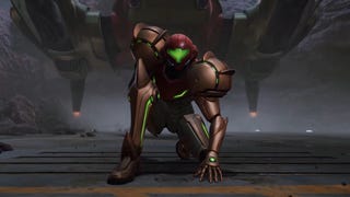 Screenshot of Samus from Metroid Prime 4 gameplay crouched on the ground