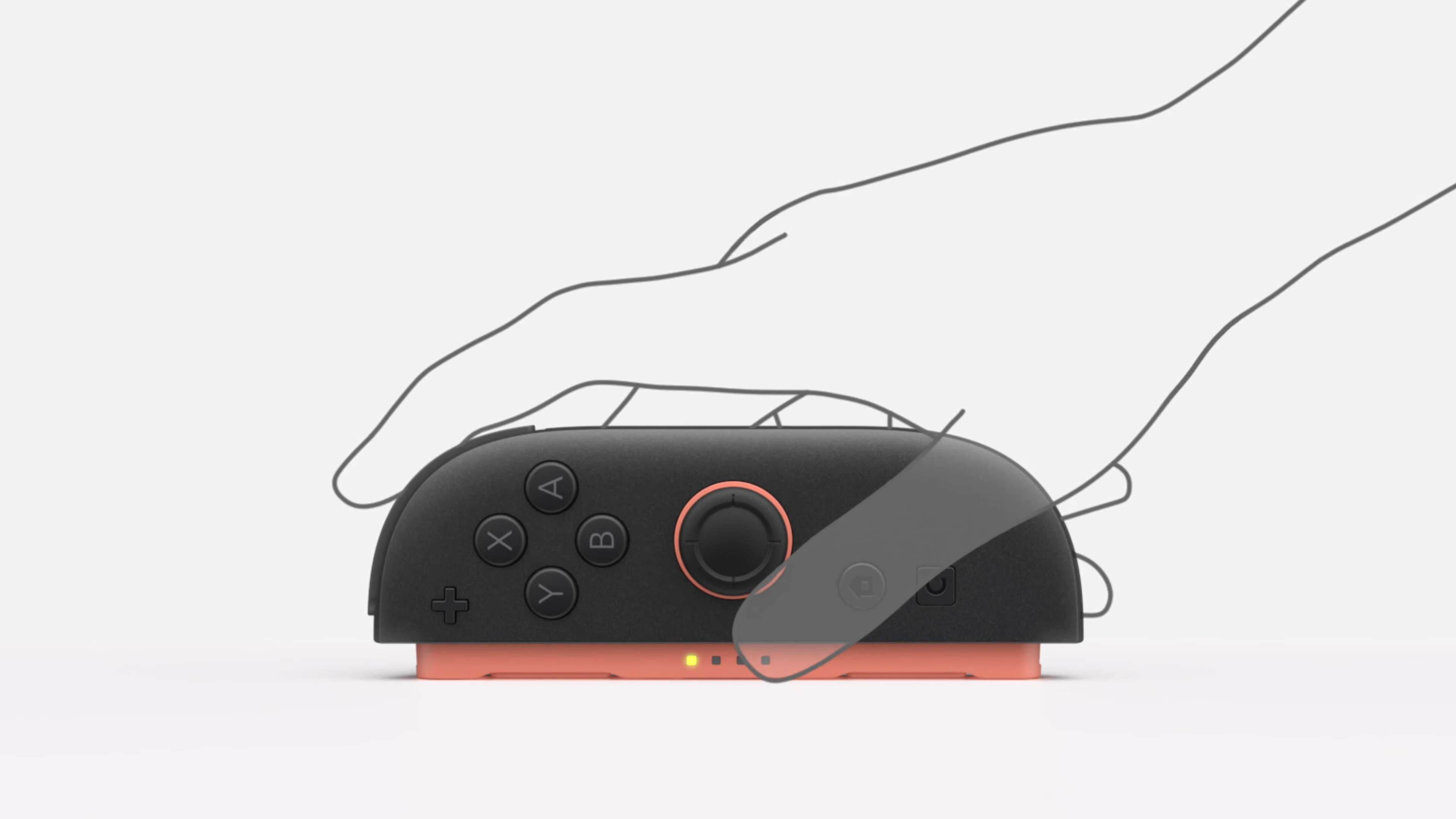 Nintendo Direct mostrando contorno de mão segurando Joy-Con 2 no modo mouse