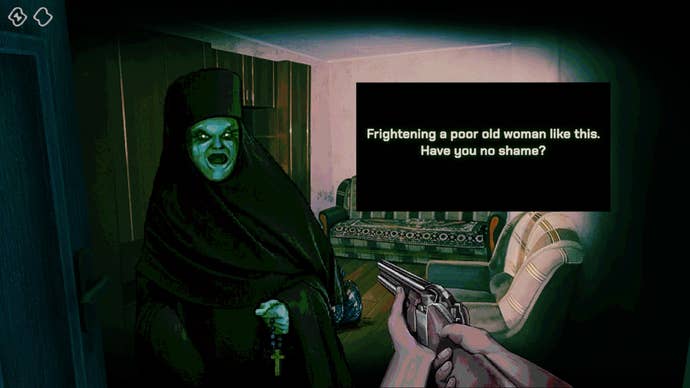 A nun being threatened with a weapon successful No, I'm not a Human,
