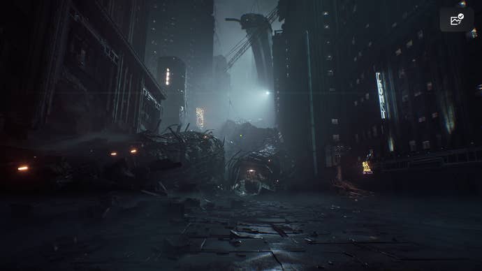 A Nobody Wants to Die screenshot showing a crashed train.