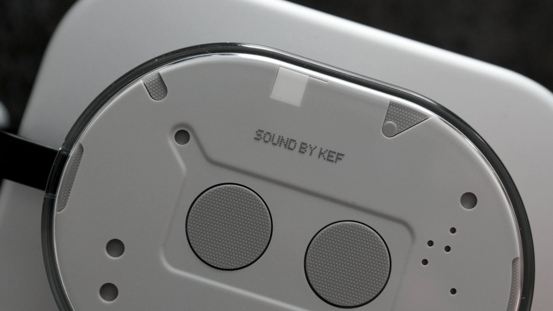 Closeup of Nothing Headphone (1) earcup detail