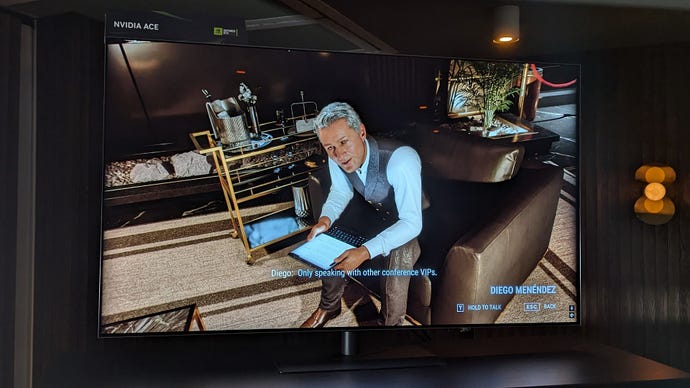 An Nvidia ACE demo, showing an AI NPC reacting rudely to a player's query.