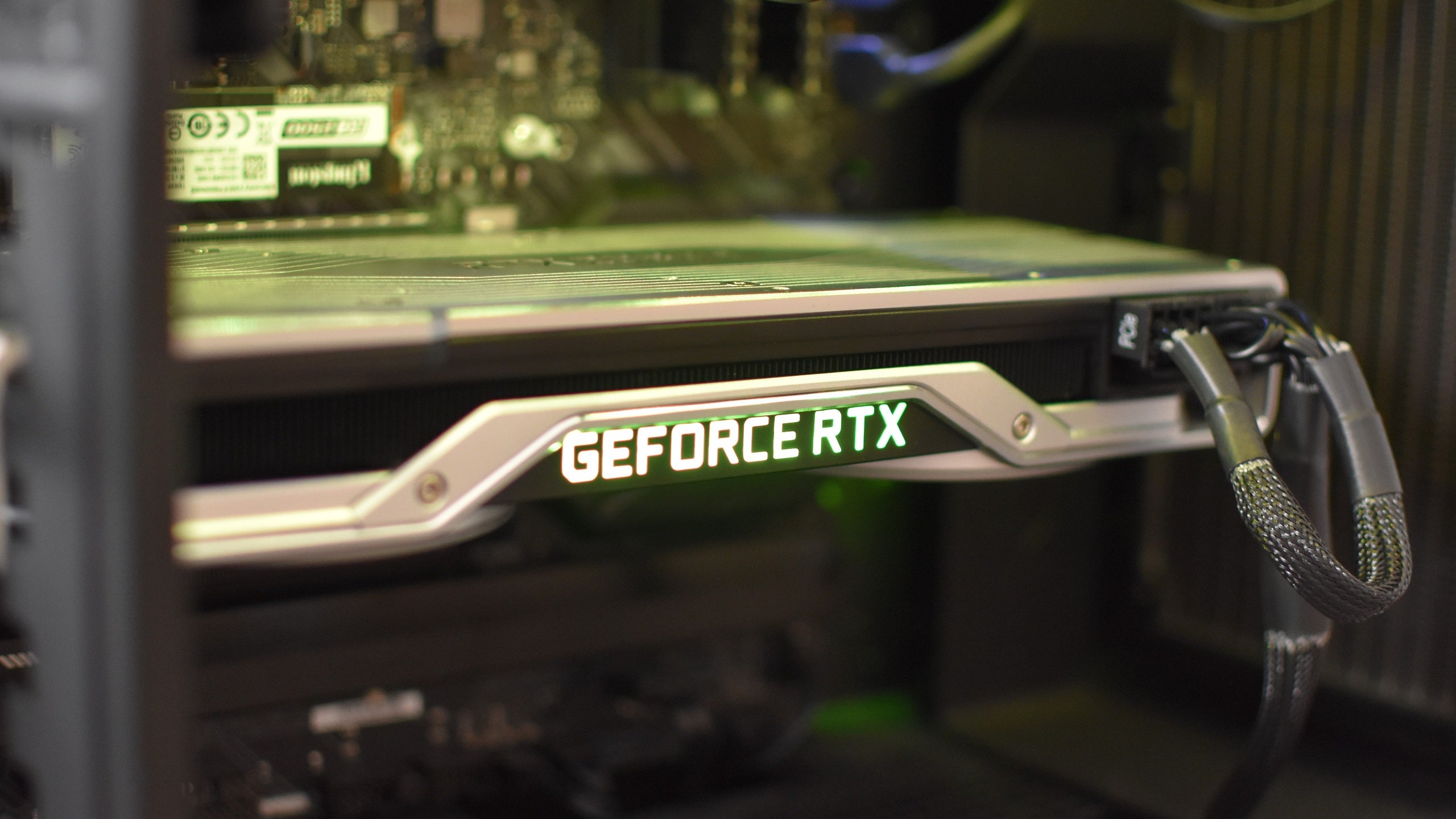 An Nvidia RTX 2080 Ti graphics card inside a PC case.