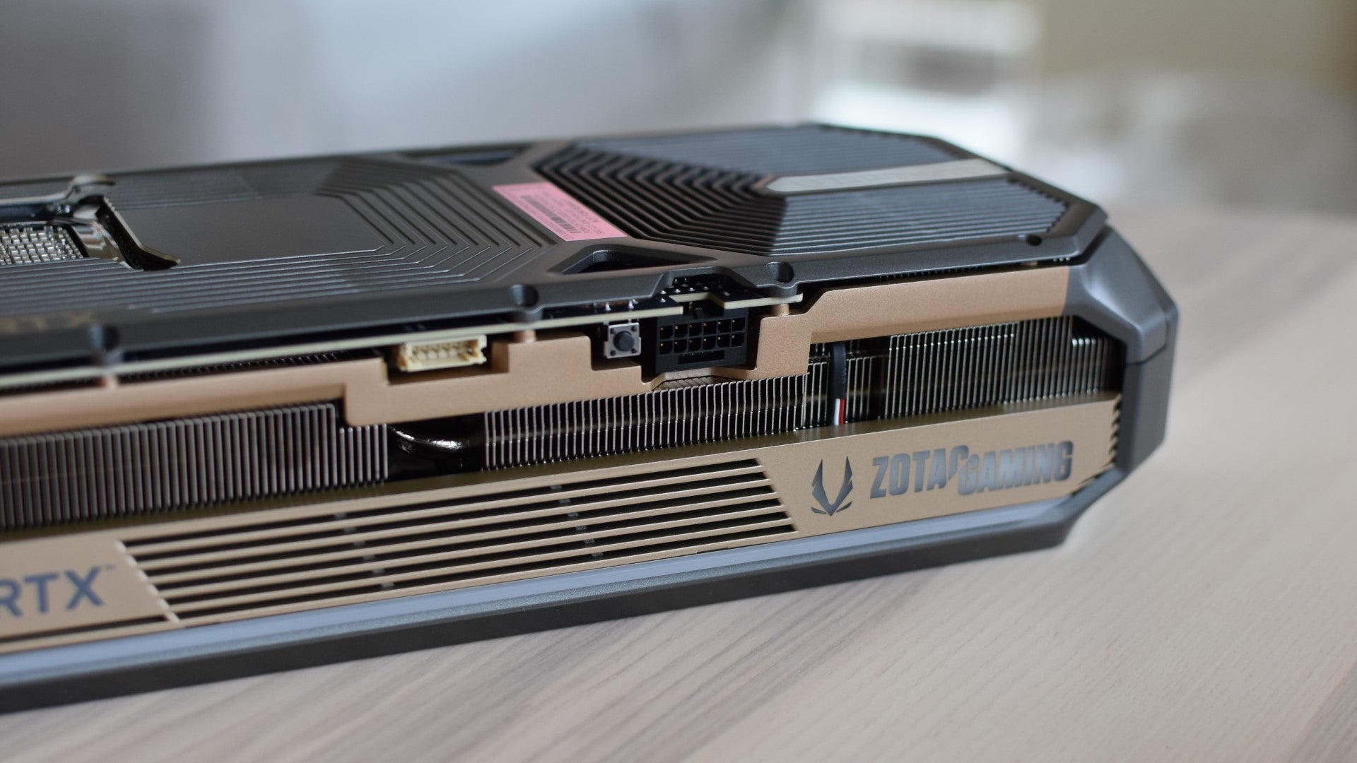 The power connector port on the Zotac Gaming GeForce RTX 5070 Ti AMP Extreme Infinity graphics card. - 9