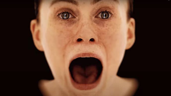 A still from OD’s teaser trailer showing Sophie Lillis screaming into the camera.