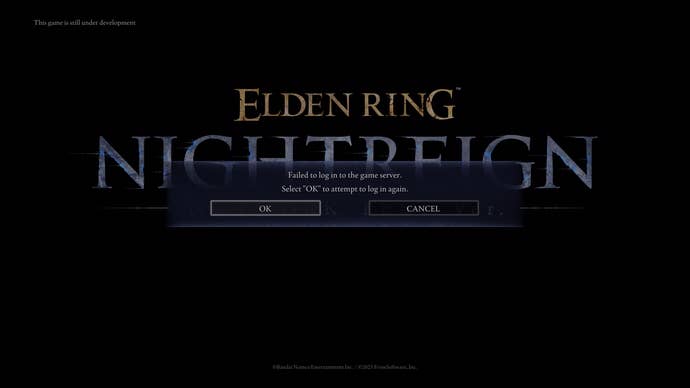 Elden Ring Nightreign menu showing error message
