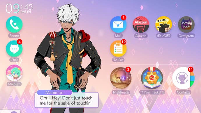 The home screen of Mystic Messenger is shown