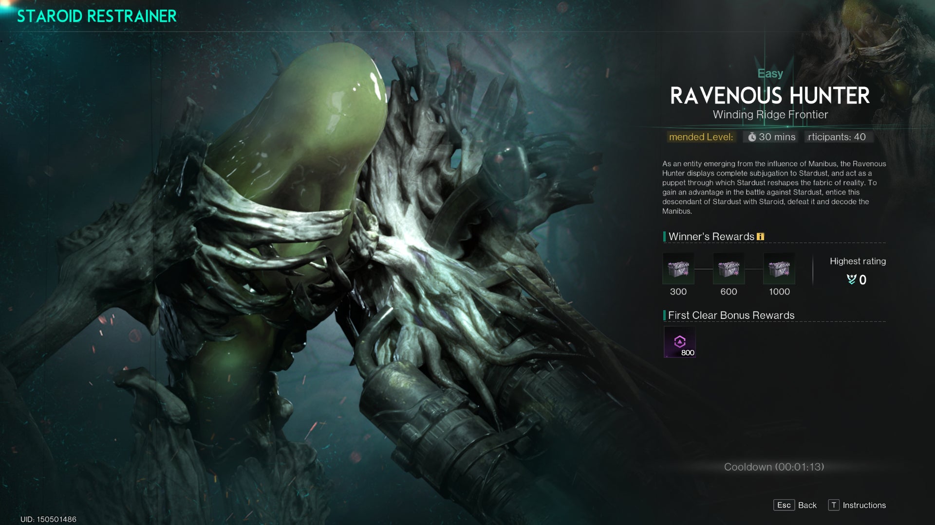 The conditions for the Ravenous Hunter Prime War event in Once Human are shown - 4