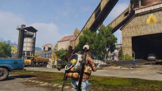 The player faces one of the entrances to Hearst Industries in Once Human