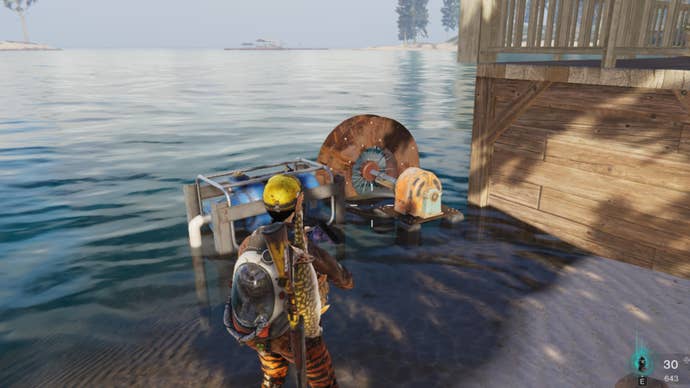 The player looks at a Water Pump and Hydraulic Generator in Once Human