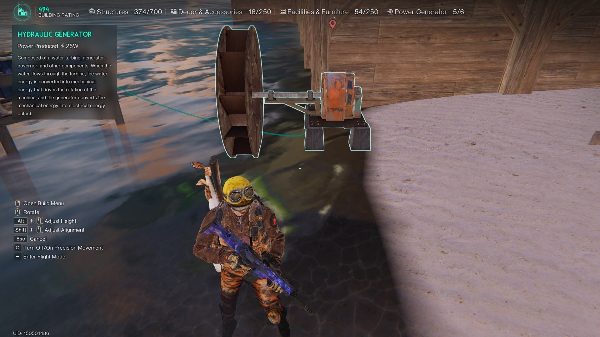 The player moves the Hydraulic Generator at their base in Once Human - 4