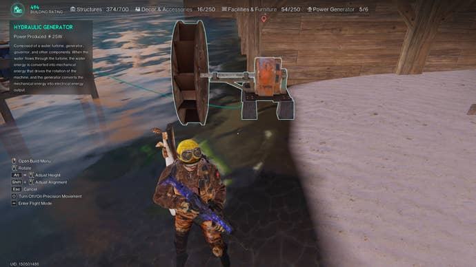 The player moves the Hydraulic Generator at their base in Once Human