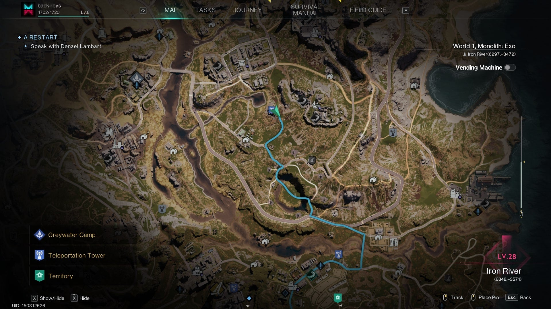 The location of Iron River, where Iron Ore can be found, is marked on the Once Human map - 4