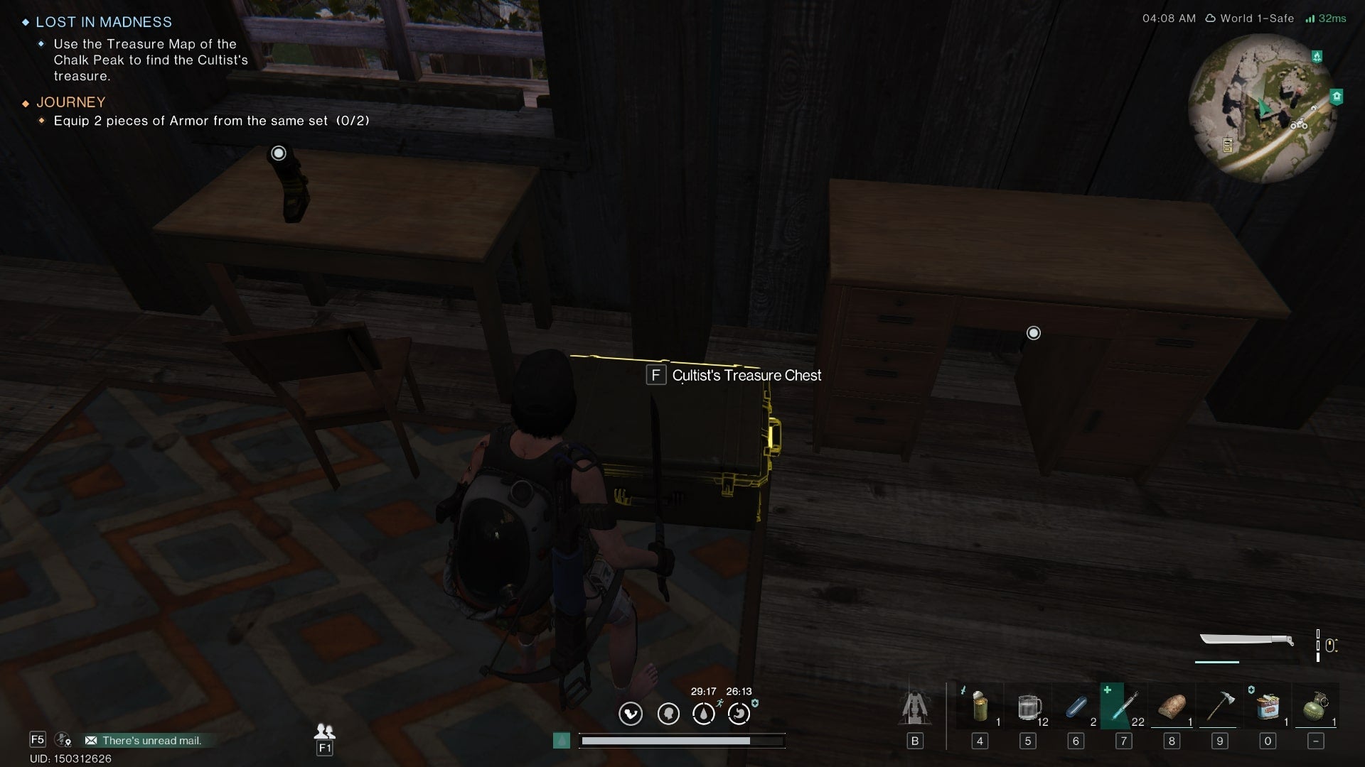 The player loots the Cultist's Treasure Chest at Believer's Colony in Once Human - 7