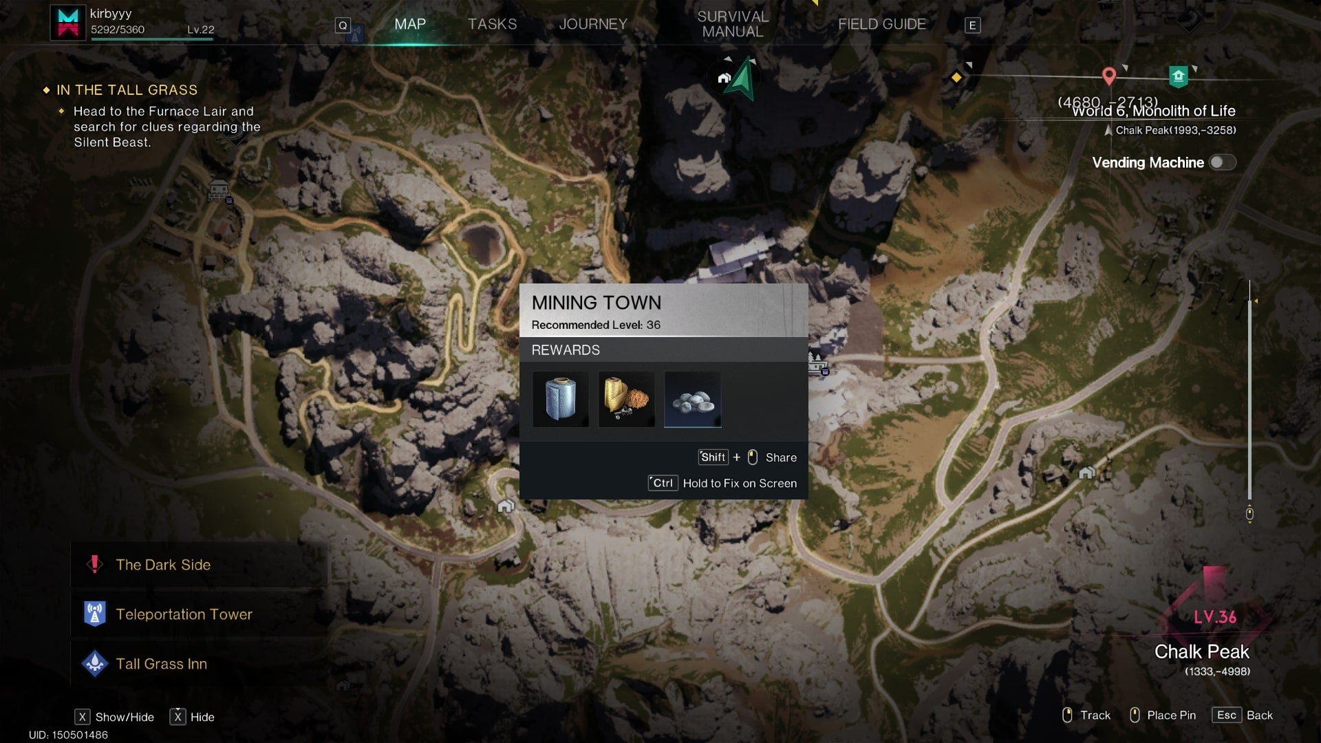 The location of the Mining Town is marked on the Once Human map - 5