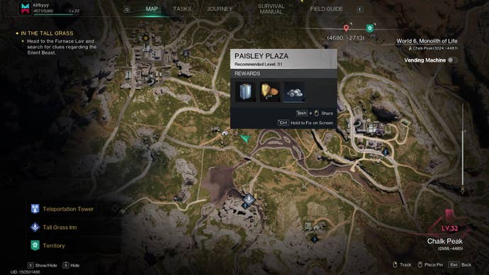The location of Paisley Plaza is marked on the Once Human map
