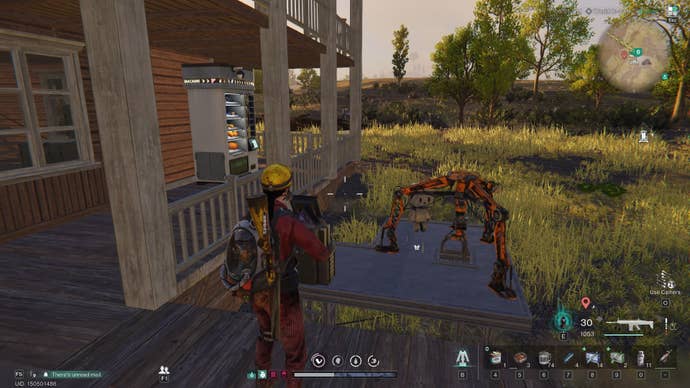 The player looks at a Mining Operations Platform outside their base in Once Human