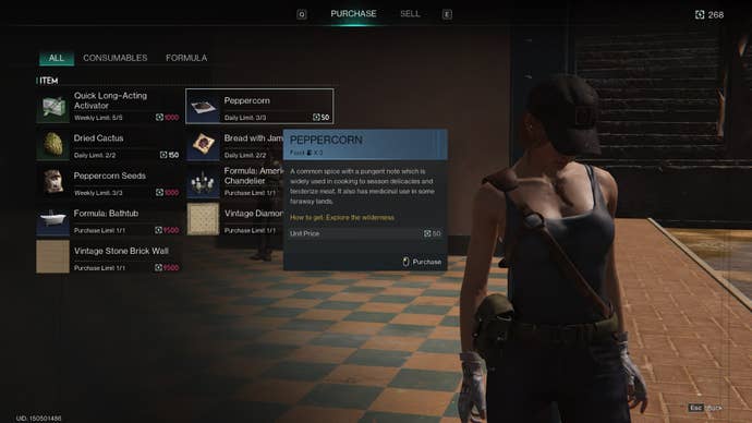 The player speaks with the Blackfell merchant, Lacey, in Once Human