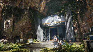 The player faces a Monolith inside a cliff in Once Human