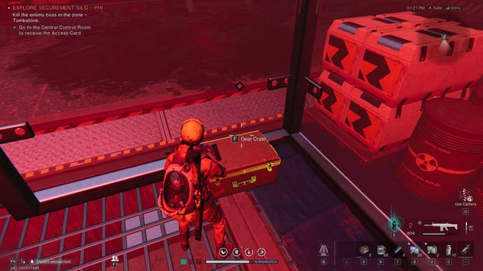 The player opens a Gear Crate in the control room of Securement Silo Phi in Once Human