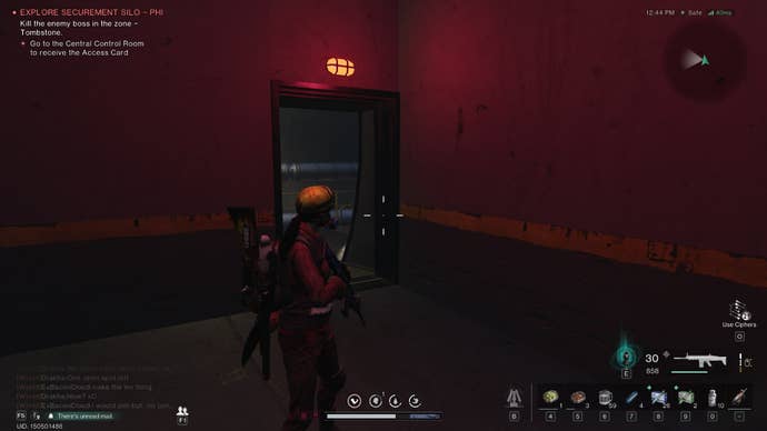 The player faces a door in Securement Silo Phi in Once Human