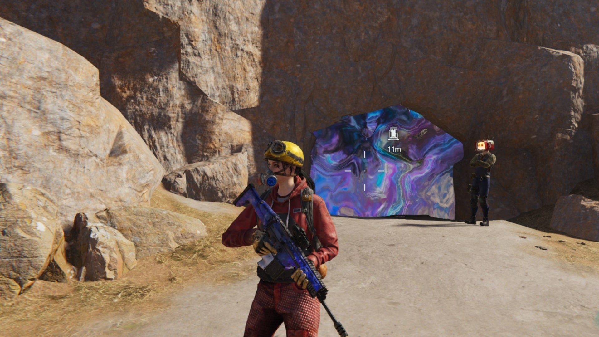 The player stands outside of the entrance to Securement Silo Phi in Once Human - 1