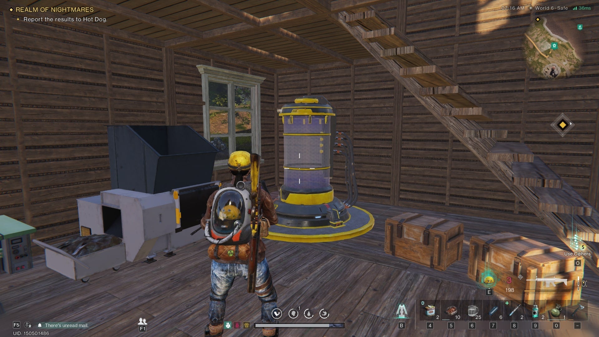 The player looks at a Stardust Resonant Filter in their base in Once Human - 5