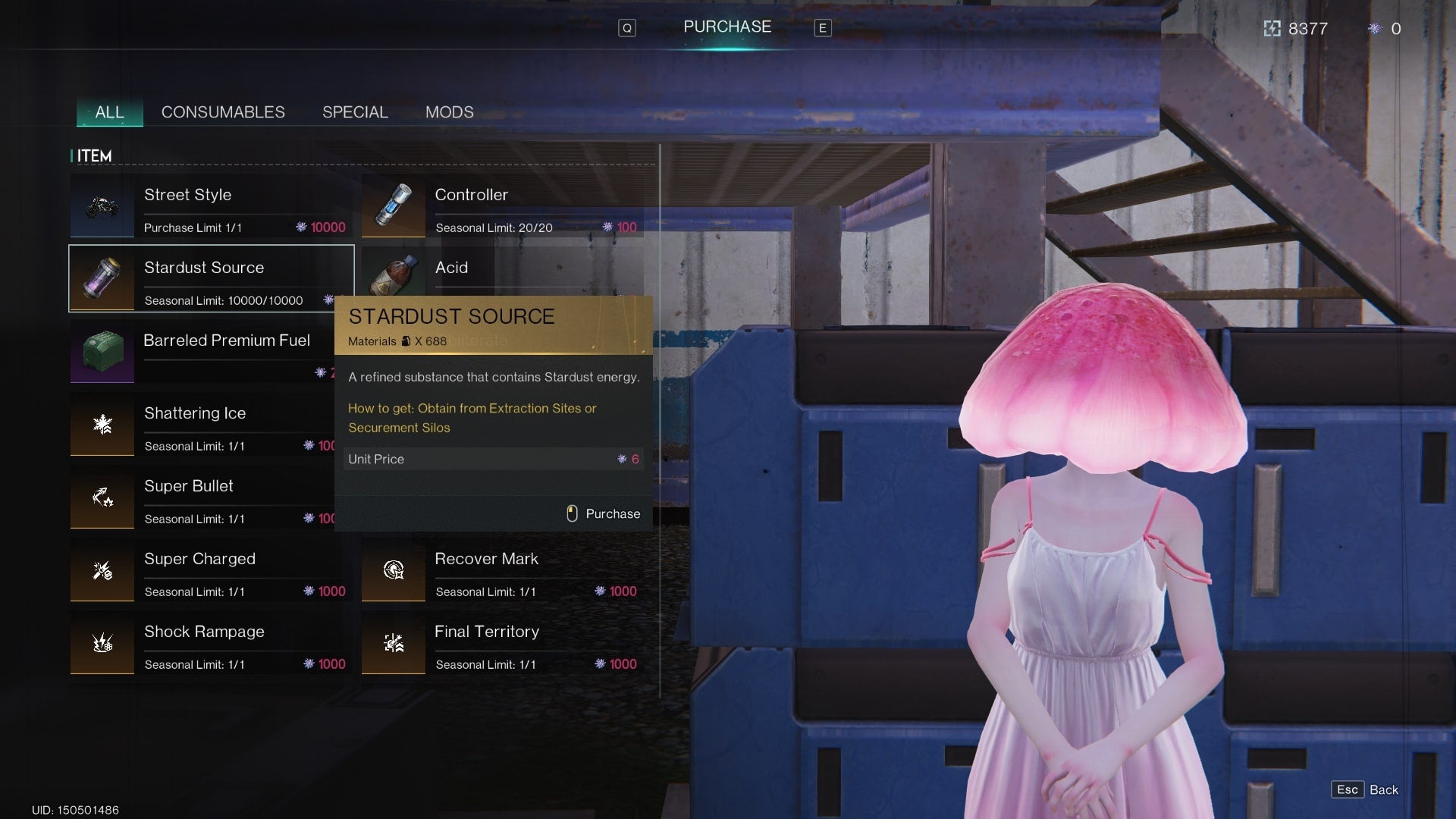 The player looks at Nisa's shop in Once Human - 6