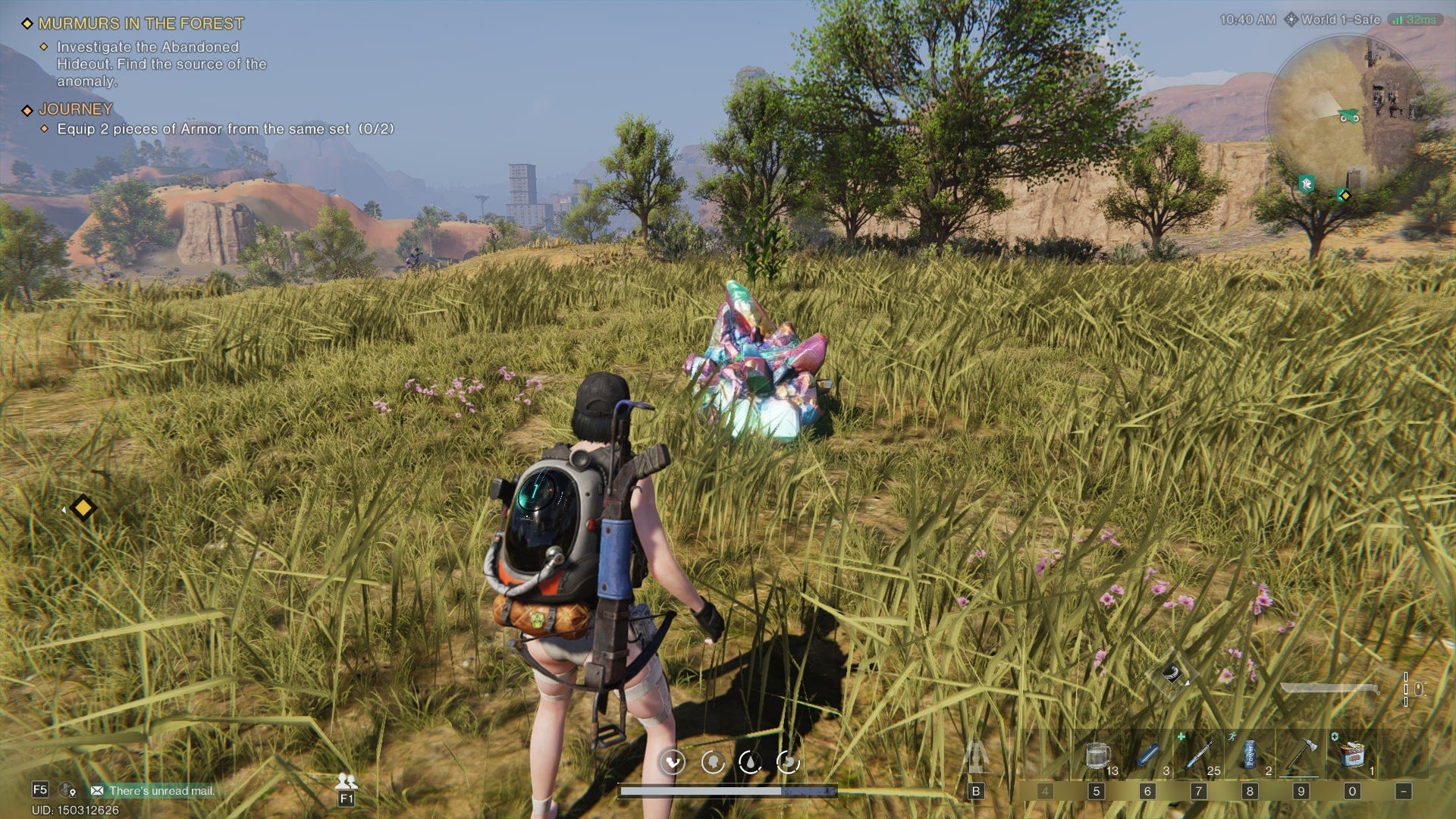 The player looks at a node of Startrace Ore in Red Sands in Once Human - 7