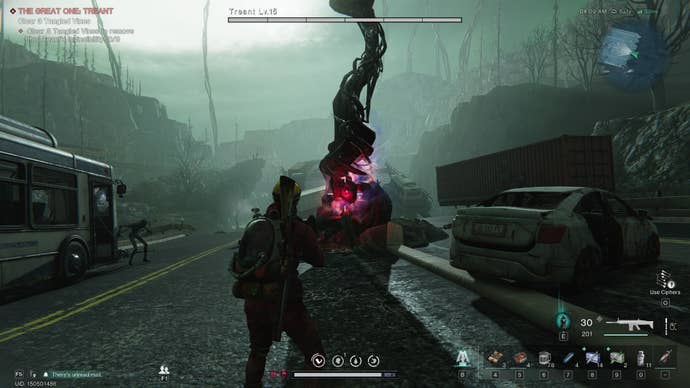 The player looks at one of the Treant’s Tangled Vines in Once Human