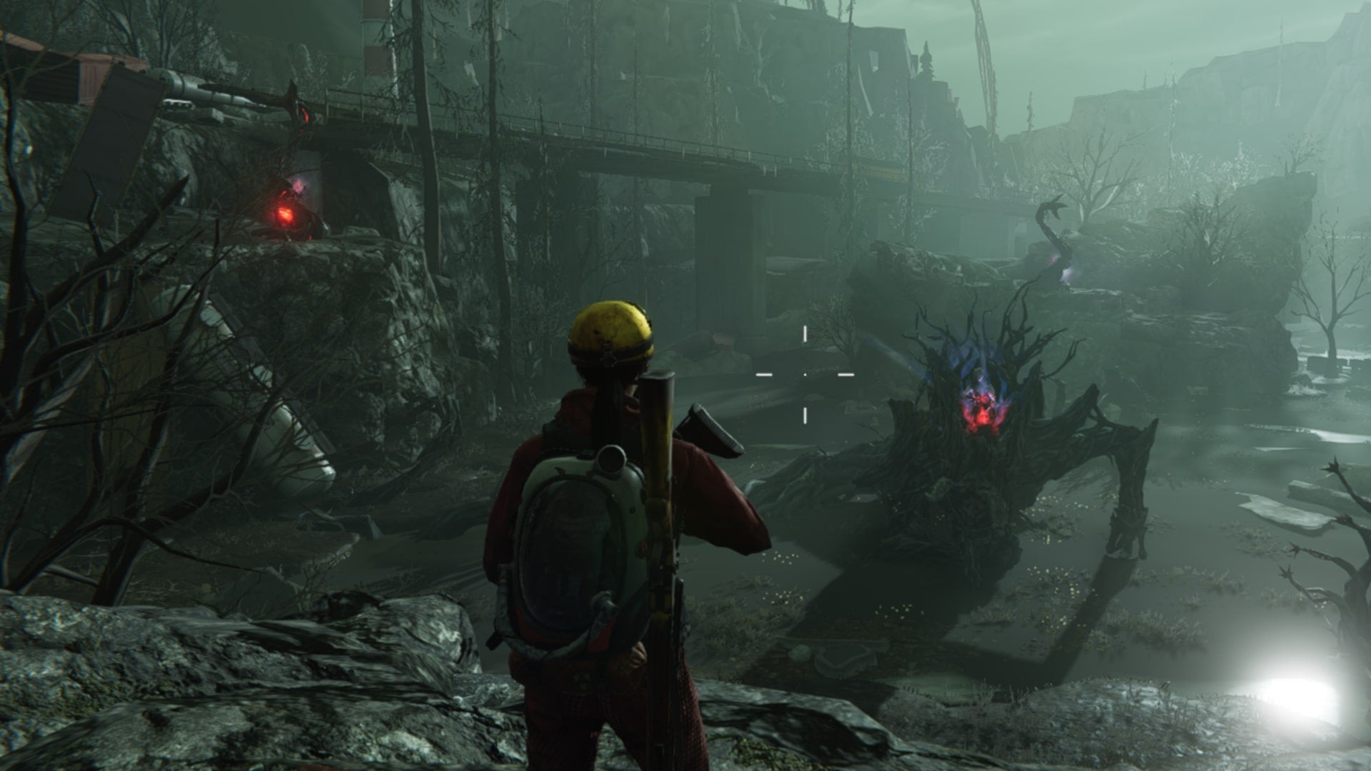 The player looks at the Treant in their boss arena in Once Human - 1