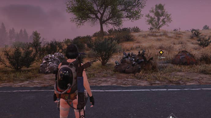 The player looks at some Tungsten Ore and Aluminum Ore nodes in the region of Red Sands in Once Human