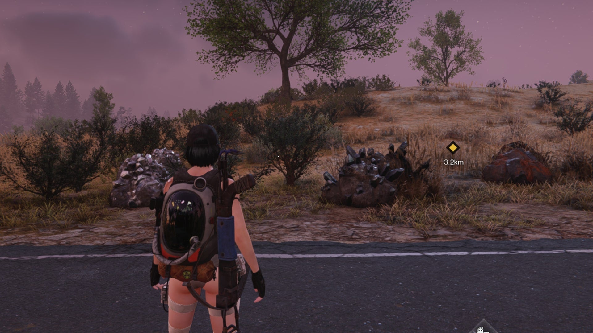 The player looks at some Tungsten Ore and Aluminum Ore nodes in the region of Red Sands in Once Human - 1