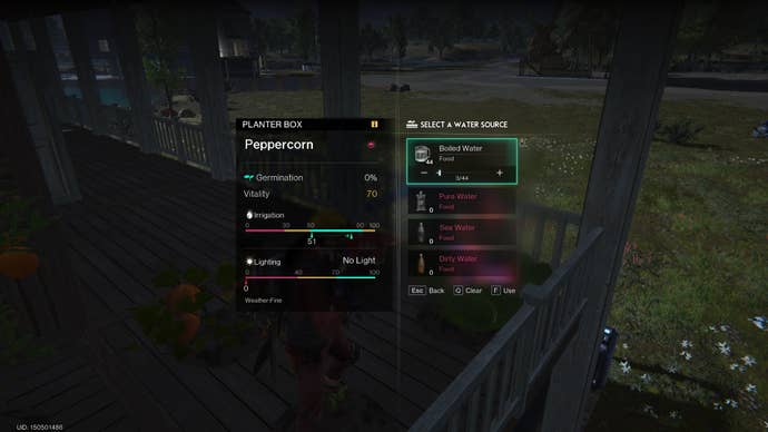 A player plants pepper seeds at his base in Once Human