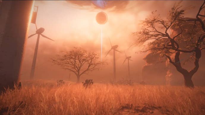 A cloudy, empty orange landscape in Once Human is shown in key artowkr