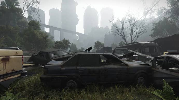 Broken down and abandoned vehicles are shown in artwork for Once Human