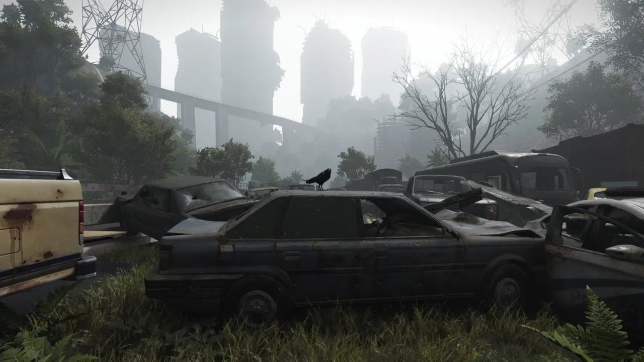 Broken down and abandoned vehicles are shown in artwork for Once Human - 1